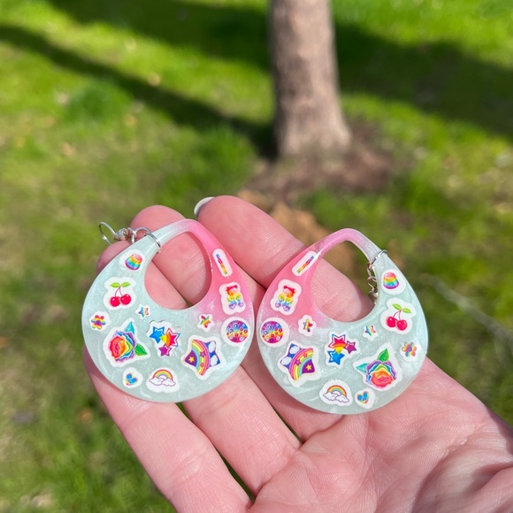 Handmade Lisa Frank Statement Earrings - Picture 3 of 16